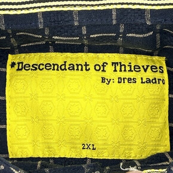 Descendant of Thieves Shirt Men 2XL Blue Squares Button Down 107 Limited Edition - Picture 2 of 10